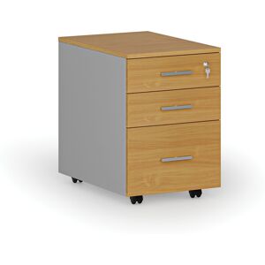 B2B Partner Kontenerek biurowy mobilny na teczki zawieszkowe PRIMO GRAY, 3 szuflady, szary/buk Image