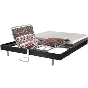 Unique Elektryczne łóżko relaksacyjne z płytek, materac z pamięć kształtu ATRIDE marki DREAMEA - silniki OKIN - kolor czarny - 2 x 90 x 200 cm Image