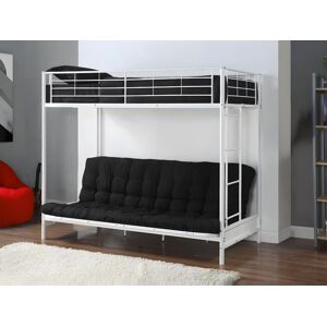 Unique Łóżko na antresoli 90 x 190 cm - Z rozkładaną kanapą - Metal - Kolor biały + futon + materac - MODULO V Image