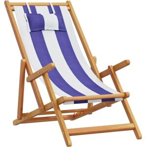 Elior Leżak plażowy z poduszką w biało-niebieskie paski L1-M71 Image