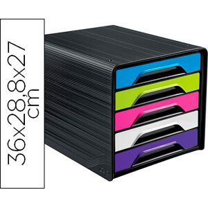 Blocos Classificadores de Secretaria Cep 5 Gavetas Preto/Multicolor Flashy 360X288X270 mm Image