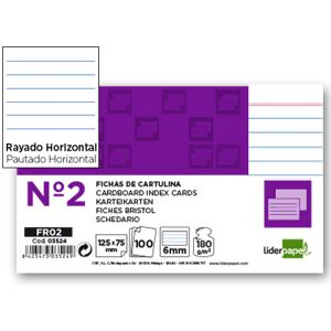 LIDERPAPEL Fichas em Cartolina, Emb. c/ 100, 75X125 mm, Pautado Image