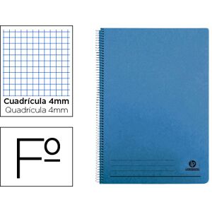 LIDERPAPEL Caderno Espiral Folio 100F Quadricula de 4 mm Capa Azul c/ Margem 70 Grs Image