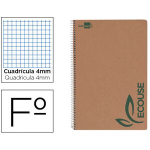 LIDERPAPEL Caderno Espiral Folio Ecouse Kraft 80 Folhas Papel Reciclado 60g Quadricula 4 mm. c/ Margem Image