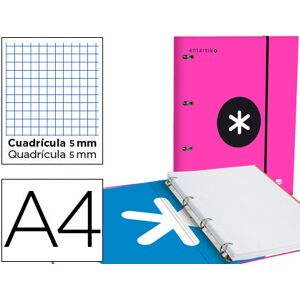 LIDERPAPEL Capa c/ Recarga Antartik A4 Quadricula de 5 mm Forrada 4 Aneis 25mm Cor Rosa Image