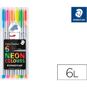 Marcador Staedtler Triplus Neon Colours Estojo de 6 Unidades Cores Sortidas Image