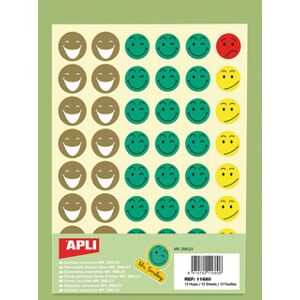 Etiquetas Apli Escolares Caras c/ Expressoes -- Bolsas de 12 Folhasmr Smiley Image