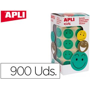 Figuras Apli Auto Adesivas Smile Verde Cara Feliz Rolo de 900 Unidades Image