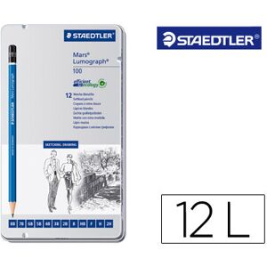 STAEDTLER Lápis Grafite Straedtler Mars Lumograph 100 Caixa Metá. 12 Lápis 8B- 7B-6B-5B-4B-3B-2B-B-Hb-F-H-2H Image