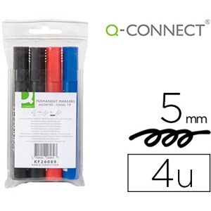 Marcador Q-Connect Marcador Permanente Estojo de 4 Cores Sortidas Ponta Biselada 5.0 mm Image