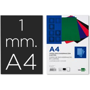 LIDERPAPEL Capa de Encadernacao Cartão A4 1mm Preta (50 Unidades) Image