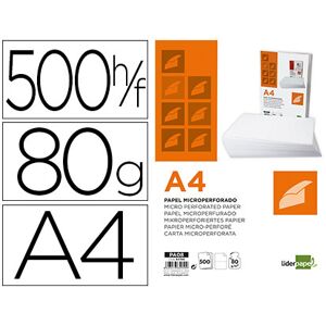 LIDERPAPEL Papel Din A4 80G/M2 (500 Folhas) Branco Microperfurado em Duas Partes Iguais Image