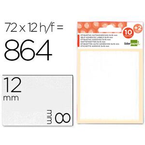LIDERPAPEL Etiquetas Adesivas 10 + 2 Folhas, 8X12 mm, 864 Etiquetas Image
