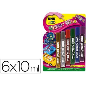 Cola Glitter Uhu Cores Originais 6 X 10 ml Blister Image
