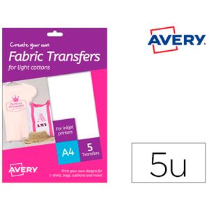 Papel Transfer Avery p/ Camisetas Algodon Colores Oscuros Ink-Jet Din A4 Pack de 4 Hojas Image