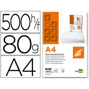 LIDERPAPEL Papel A4 80G/M2 Embalagem de 500 Folhas Branco Microperfurado em Tres Partes Iguais Image