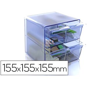 ARCHIVO-2000 Cubo de Arquivo Archivo 2000 4 Gavetas Organizador Modular Plastico Azul Transp. 155X155X155mm Image