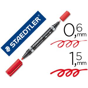 Marcador Staedtler Lumocor Permanente Duo 348 Vermelho Ponta F 0,6 mm Ponta M 1,5 mm Image