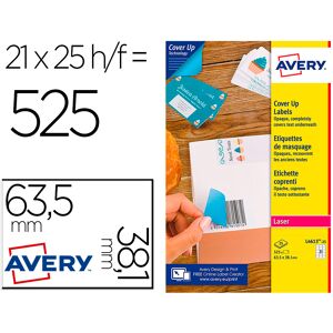 Etiqueta Adesiva Avery Permanente Para Impressora Laser Branca 63,5X38,1 Mm Caixa De 525 Unidades Image