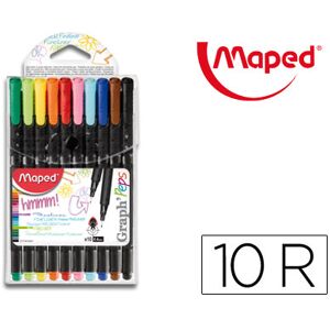 Marcador Maped Ponta De Metal Graph Peps Fine Liner Estojo De 10 Cores Sortidas - MAPED Image