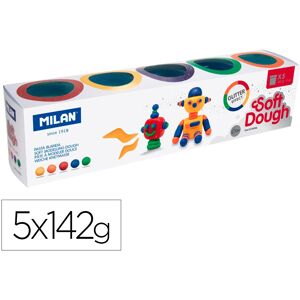 Plasticina Para Modelar Soft Dough Glitter Caixa De 5 Frascos Cores Sortidas 142 G - MILAN Image