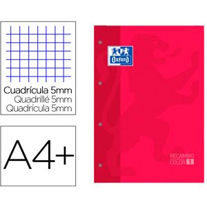 Recarga Cor 1 Din A4+ 80 Folhas 90 Gr Quadricula 5 Mm 4 Furos Cor Vermelho - OXFORD Image
