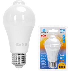 AIGOSTAR Lampada LED A60 220V E27 12W Branco Q. 3000K 1200Lm c/ Sensor Movimento Image