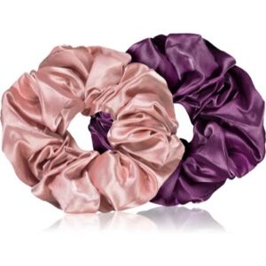 BrushArt Hair Large satin scrunchie set elásticos para cabelo Pink & Violet . Hair Large satin scrunchie set Image