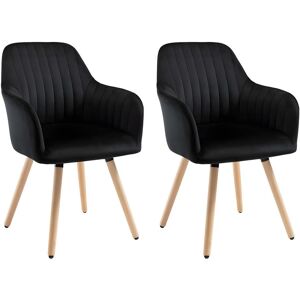 Vente-unique Conjunto de 2 cadeiras com apoios de braços em veludo e metal com efeito madeira cor preto - ELEANA Image
