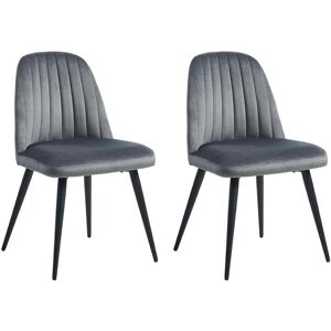 Vente-unique Conjunto de 2 cadeiras ELEANA - Veludo e metal preto - Cinza Image