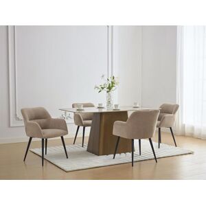 Vente-unique Conjunto de 6 cadeiras com apoios de braços em tecido e metal bege - HEKA Image