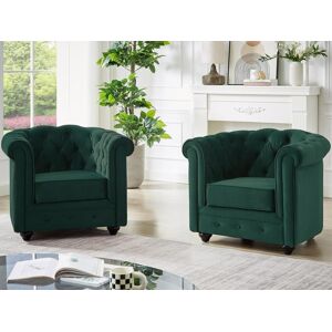 Vente-unique Poltrona veludo verde - CHESTERFIELD Image