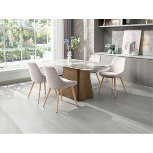 Vente-unique Conjunto de 2 cadeiras em tecido e faia bege - MASURIE Image