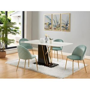 Vente-unique Conjunto de 2 cadeiras veludo e metal dourado cor verde sálvia - MELBOURNE Image