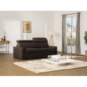 Vente-unique Sofá de 3 lugares convertível de abertura rápida em tecido VIZIR - Castanho - Cama de ripas largas de 140 cm - Colchão de 22 cm com memória de forma Image