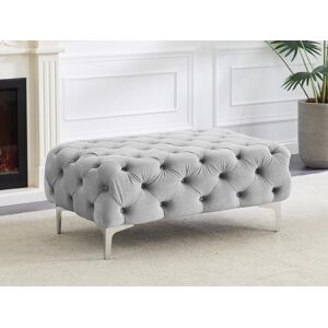 Vente-unique Pufe Chesterfield em veludo cinza-claro - EDWINA Image