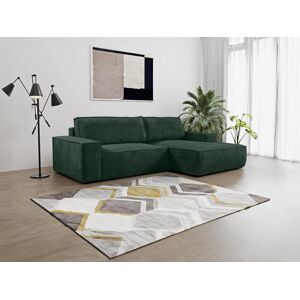 Vente-unique Sofá de canto direito convertível em veludo canelado verde abeto - AMELIA de PASCAL MORABITO Image