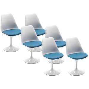 Vente-unique Conjunto de 6 cadeiras em polipropileno e metal cor azul e branco - XAFY Image