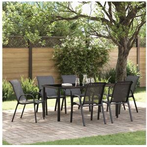 vidaxl Cadeiras de jardim empilháveis 6 pcs textilene preto Image