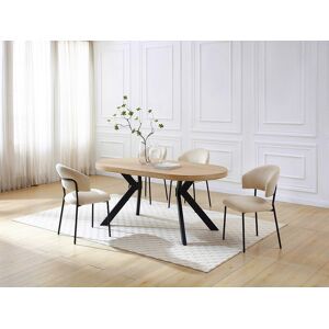 Vente-unique Mesa de jantar de 6 lugares em MDF e aço natural claro e preto - KOMONI Image