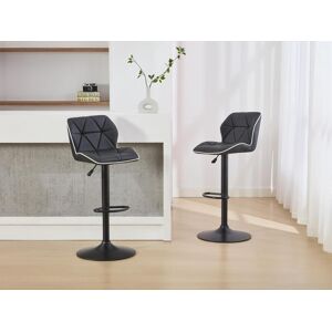 Vente-unique Conjunto de 2 bancos altos em pele sintética e aço, altura regulável, preto - CALVIN Image