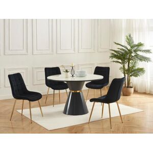 Vente-unique Conjunto de 2 cadeiras acolchoadas em veludo e metal dourado cor preta - OLLUA Image