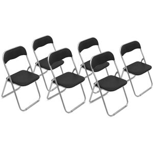 Dmora Cadeira 0, conjunto de seis cadeiras dobráveis, assento de reunião que economiza espaço, poltrona para sala de espera, 43x47h78 cm, preto Image