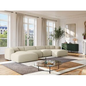 Vente-unique Sofá de canto panorâmico grande em tecido bege - POGNI de Maison Céphy Image