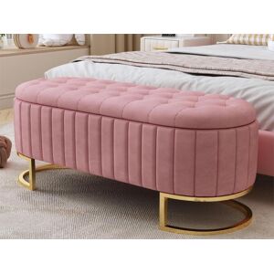 ModernLuxe Banco de arrumação estofado em veludo - estilo moderno - rosa Image