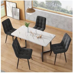 Merax Conjunto de 4 cadeiras de veludo para sala de jantar - pernas de metal - cinza escuro Image