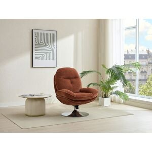 Vente-unique Poltrona giratória em tecido texturizado terracota - ILMACA Image