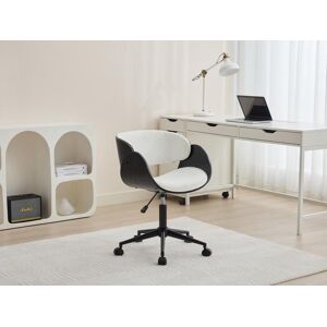 Vente-unique Cadeira de escritório tecido bouclé e metal branco e preto, altura ajustável - JELSA Image