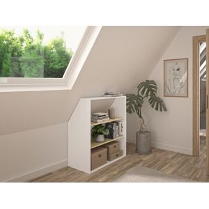 Vente-unique Móvel com inclinação, 2 prateleiras branco e natural - ADEZIO Image