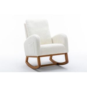 Cadeira de baloiço - Encosto estofado - Pernas de madeira - Estilo escandinavo - Branco Image